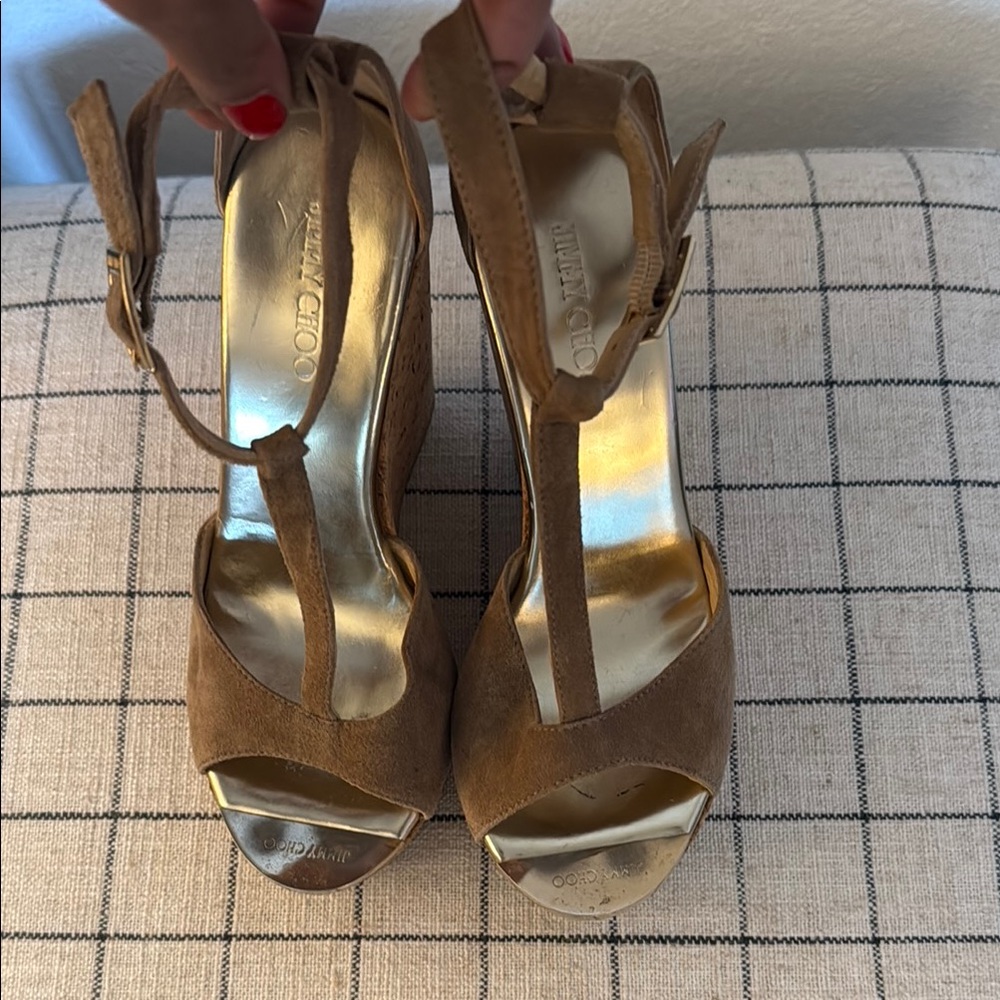 Jimmy Choo T Strap Wedges